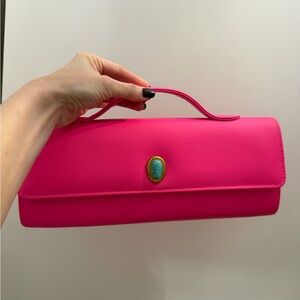 Chic Fuchsia Clutch with Turquoise Accent